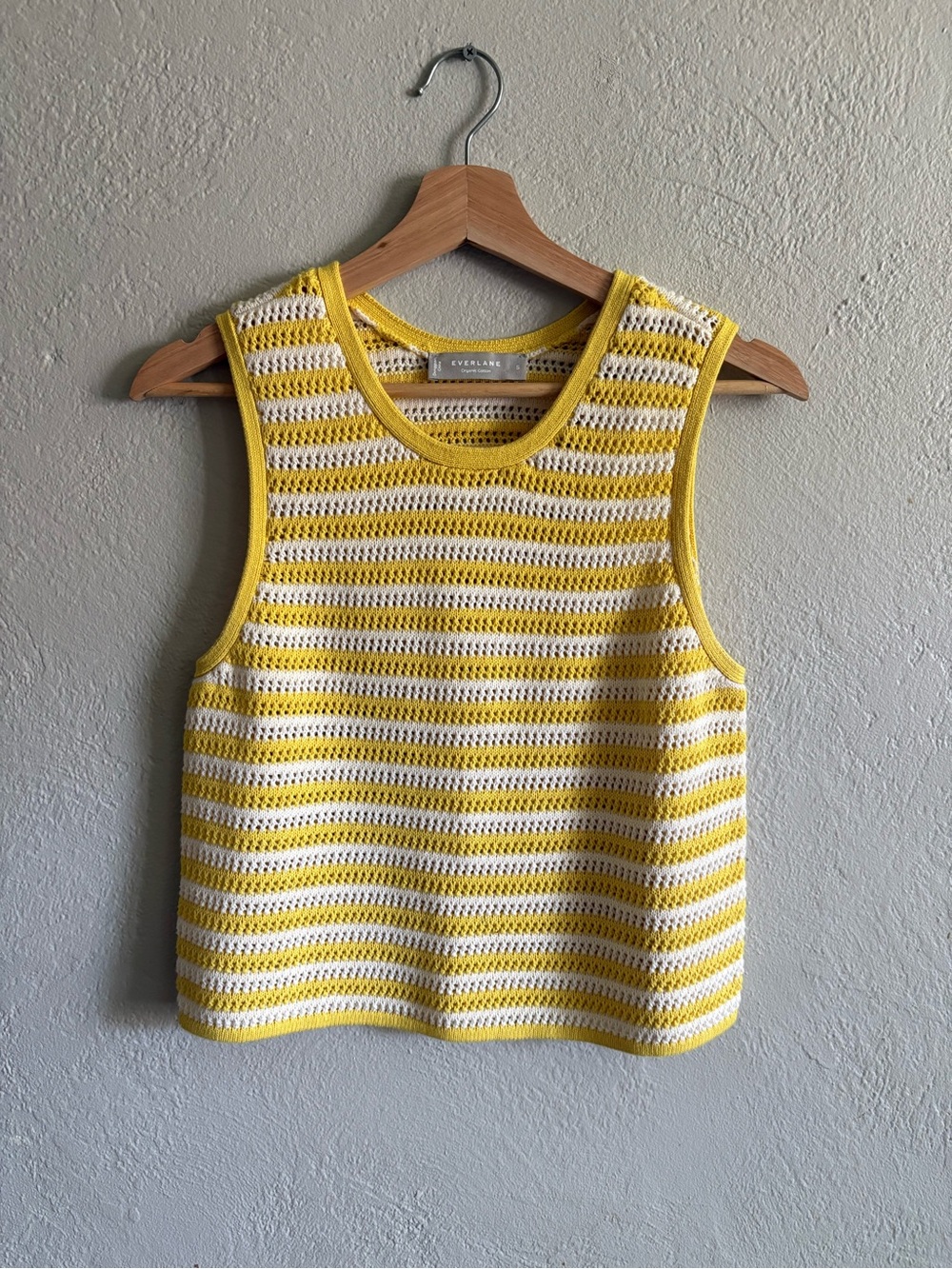 Everlane Yellow & White Striped Crochet Tank